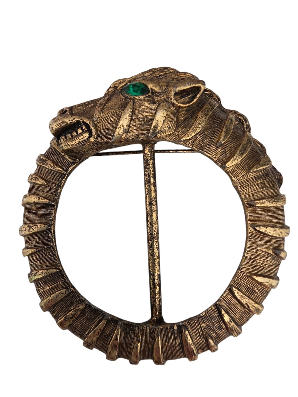 Vintage-Style Gold Reptile Buckle with Green Eye